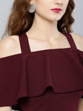 Maroon Frilled Strappy Crop Top4