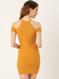 Mustard Cold Shoulder Bodycon Dress