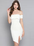 White Slit Bardot Dress4