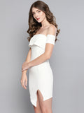 White Slit Bardot Dress5