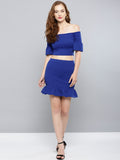Royal Blue Frilled Bottom Bodycon Skirt5