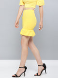 Yellow Frilled Bottom Bodycon Skirt4