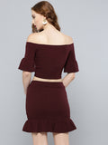 Maroon Frilled Co-ordinate Dress2
