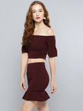 Maroon Frilled Co-ordinate Dress5