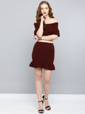 Maroon Frilled Co-ordinate Dress6
