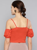 Red Front Twist Puffed Sleeve Top2