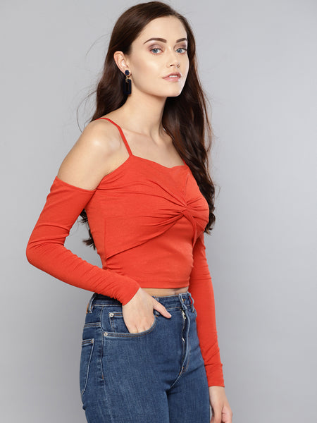 Red Front Twist Full Sleeve Top1