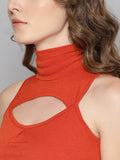 Red High Neck Keyhole Top3