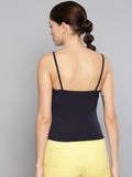 Navy Rouched Sleeveless Crop Top2
