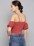 Rosewood Front Twist Puffed Sleeve Top5