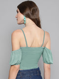 Sea Green Front Twist Puffed Sleeve Top2