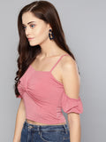 Mauve Front Twist Puffed Sleeve Top4