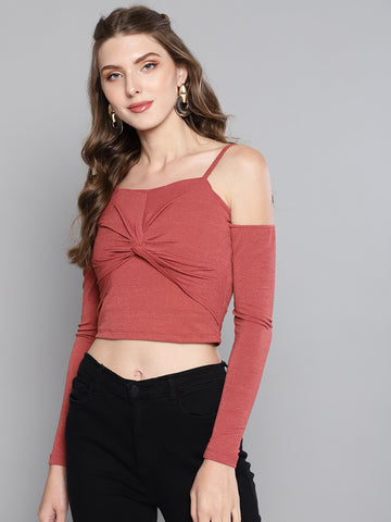 Rosewood Front Twist Full Sleeve Top1