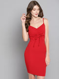 Red Rouched Bust Dress2
