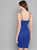 Royal Blue Rouched Bust Dress2