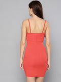 Coral Rouched Bust Dress2