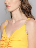 Yellow Rouched Bust Dress3