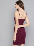 Maroon Rouched Bust Dress2