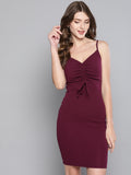 Maroon Rouched Bust Dress1