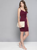 Maroon Rouched Bust Dress4