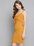 Mustard Rouched Bust Dress4