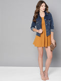 Mustard String Back Skater Dress5