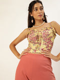 Mustard Floral Frilled Bustier Top