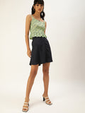 Green Small Floral Frilled Bottom Strappy Top
