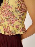Mustard Floral Frilled Bottom Strappy Top