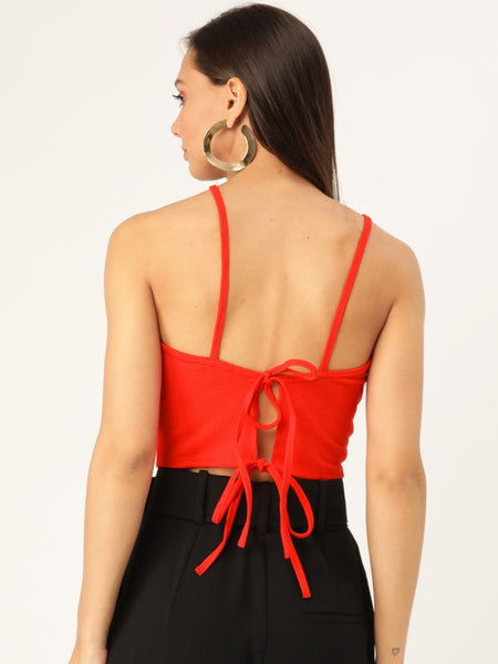 Red Tie Back Top