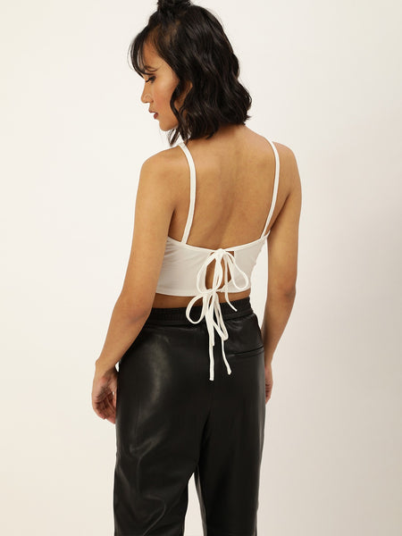 Off White Tie Back Top