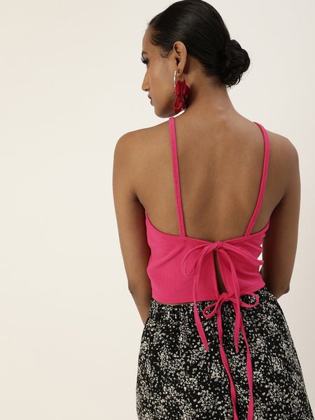 Fuschia Tie Back Top