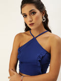 Royal Blue Lace up Back Top