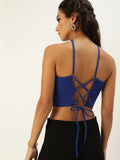 Royal Blue Lace up Back Top