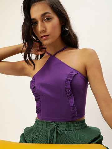 Purple Lace up Back Top