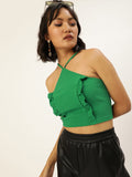 Green Lace up Back Top