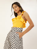 Yellow Frilled Tie Back Top
