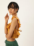 Mustard Frilled Tie Back Top