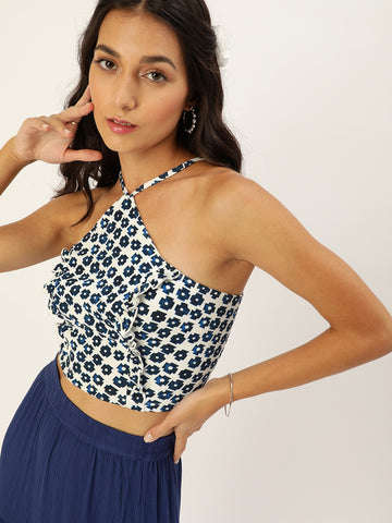 Blue Clover Lace up Back Top