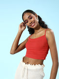 Red Ruched Strappy Top