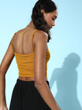 Mustard Ruched Strappy Top