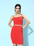 Red Ruched Coordinate Dress