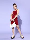 Maroon Ruched Coordinate Dress