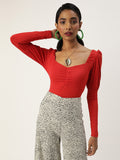 Red Puff Full Sleeve Top