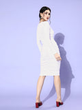White Full Sleeve Midi Co-Ordinate Dress