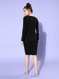 Black Full Sleeve Midi Co-Ordinate Dress