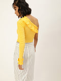 Yellow Frilled One Shoulder Top