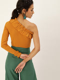 Mustard Frilled One Shoulder Top