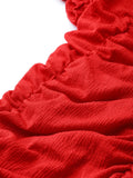Red Off Shoulder Puff Sleeve Dress