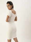 White Sweetheart Neck Bardot Midi Dress